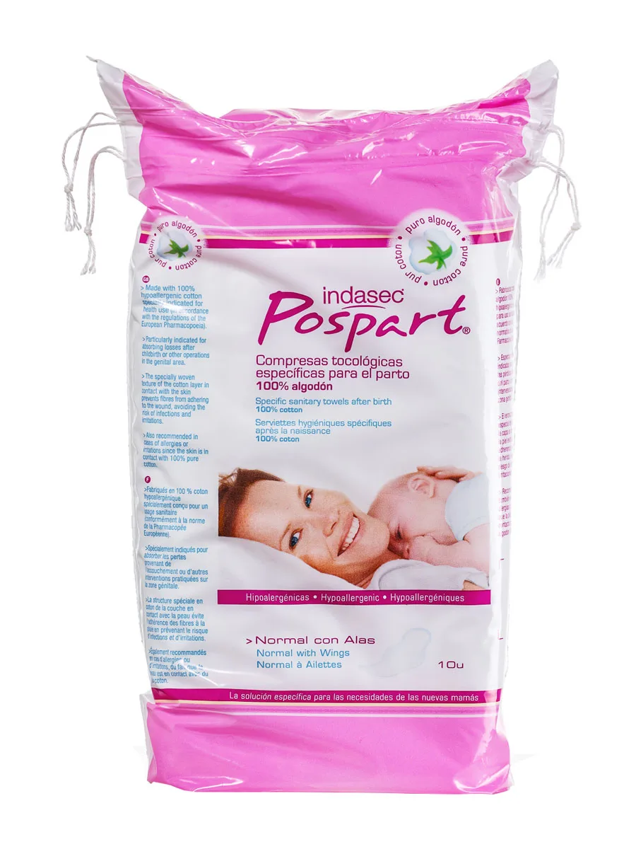 Postpartum Indasec with wings 10 pieces-for the second phase of postpartum when loquies are not so abundant