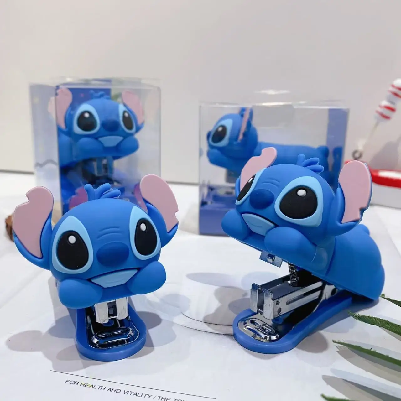 Disney Stitch Style Stapler Silicone Figurine Desktop Nail Remover Children's Stapler Office Binding Supplies