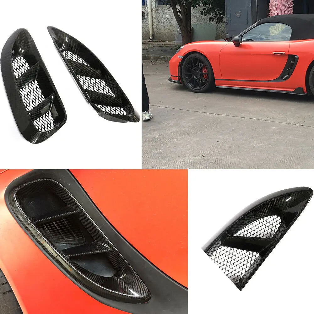 

For Porsche 718 Boxster Cayman 2016 ~ 2021 Car Accessories Carbon Fiber Side Fender Air Vent Cover Air Inlet Cover Decor Trim