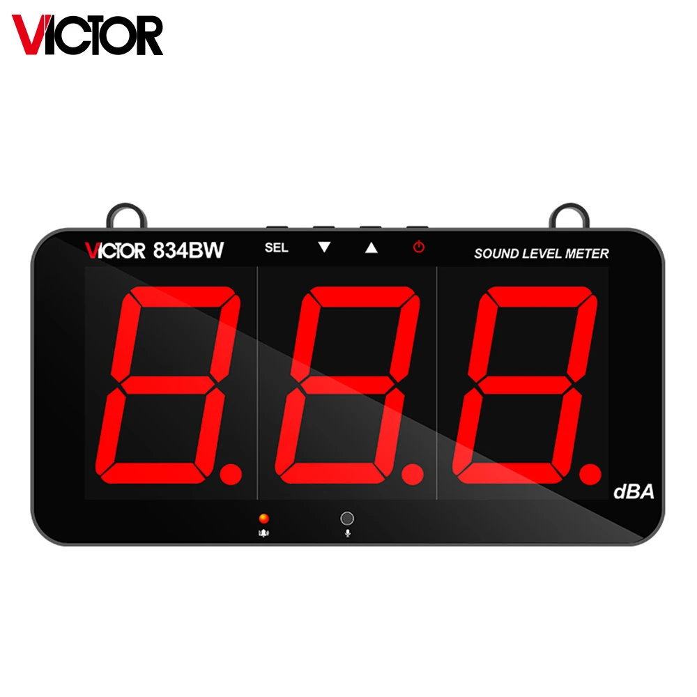 Victor 834BW DIgital Decibel Sound Meter 4 in1 Temperature Humidity Decibel Test Alarm Clock 1inch LED Color Display APP Control