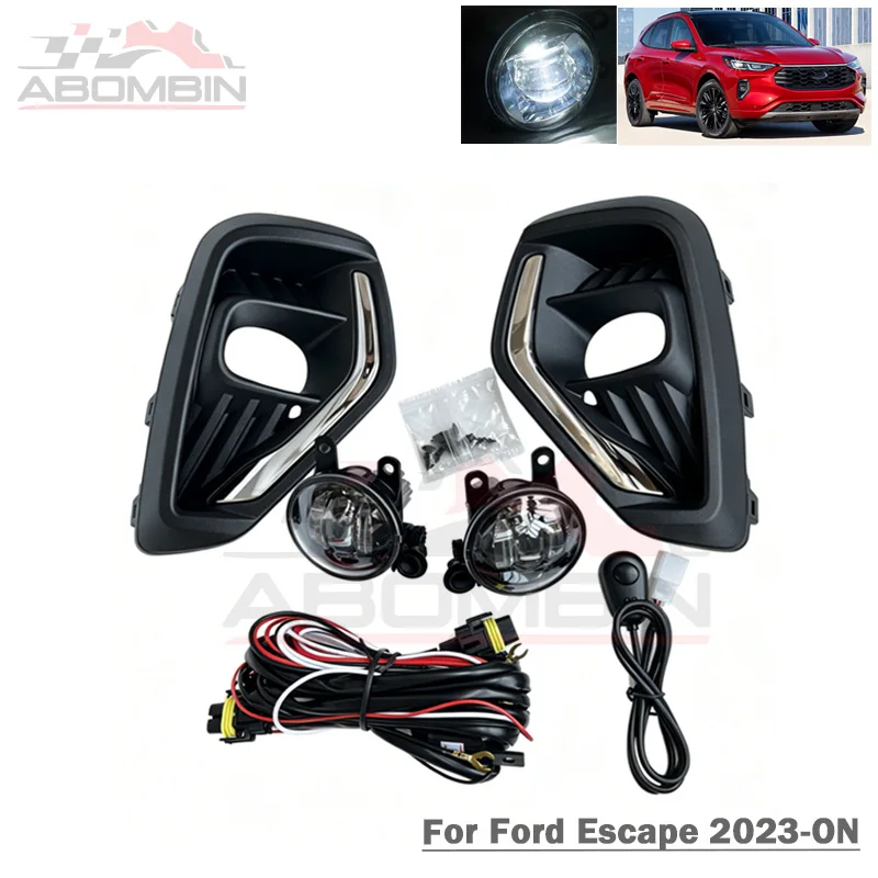 

1SET Car Front Bumper LED Fog Light Kit Fog Lamp With Wiring Harness Switch For Ford Escape 2023 2024 2025