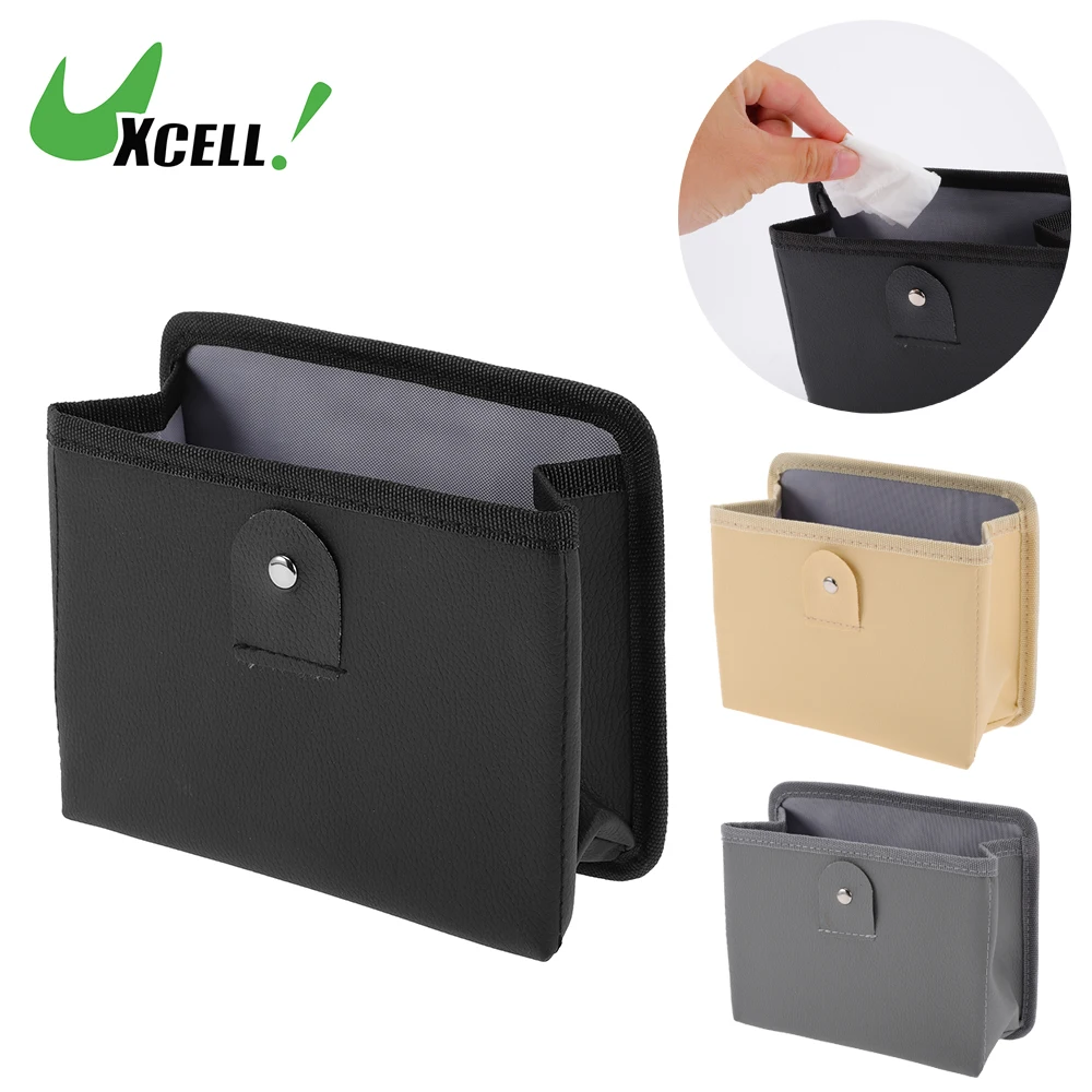 UXCELL Car Foldable Trash Can Car Door Storage Box Seat Back Hanging Storage Bag Without Lid Car Interior Accessories