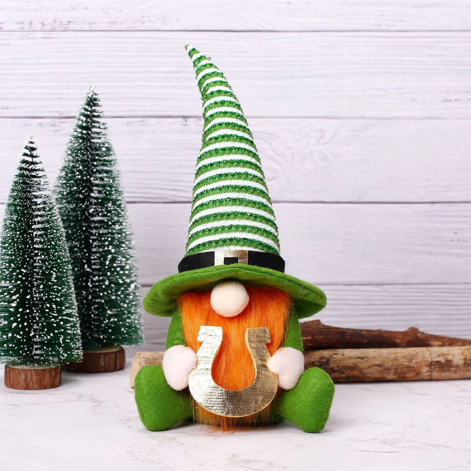 St Patrick‘s Day Green Irish Gnome Handmade Gnome Plush Standing Figurine For Spring Elf Doll Home Holiday Decoration Ornaments