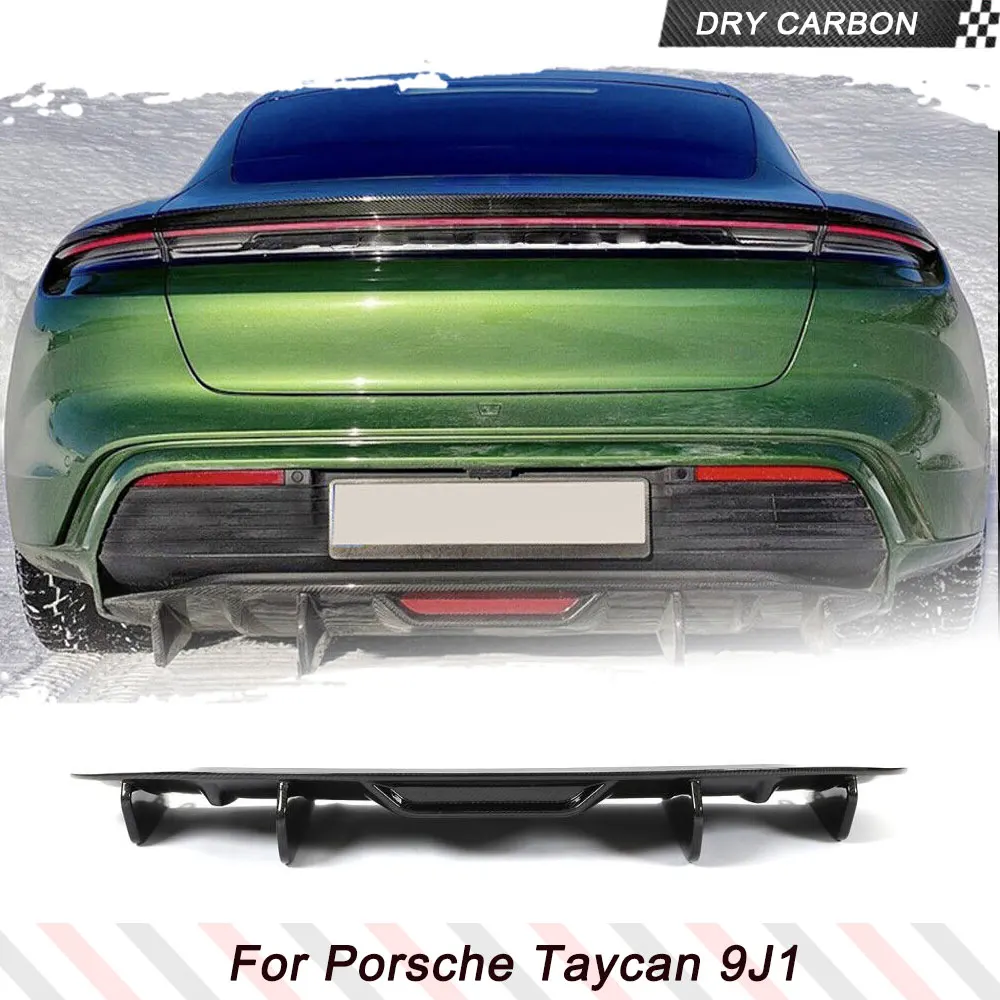 

Dry Carbon Fiber Rear Bumper Diffuser Lip for Porsche Taycan Turbo S Sedan Real Carbon Fiber Car Bumper Spoiler Kits 2019-2022