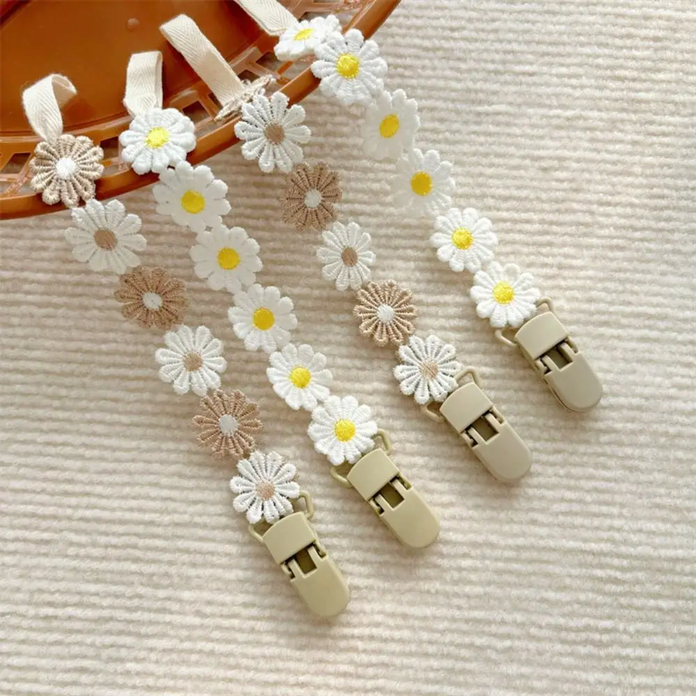 Verstellbare Gänseblümchen Blumen tuch Baby Schnuller Kette Säugling Zahnen Schnuller Halter Still ketten niedlichen Nippel halter Clips