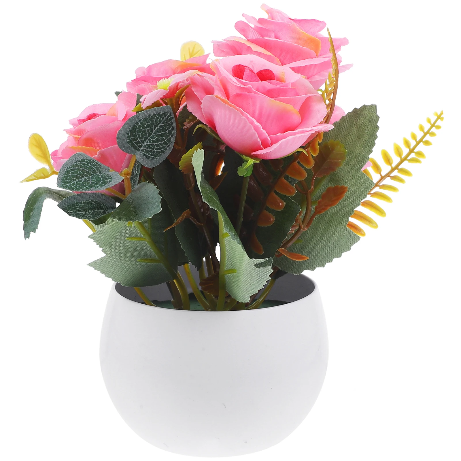 

Artificial Potted PlantsPink Rose Fake Plant Bonsai Lifelike Decor Greenery for Living Room Office Bedroom Study Desktop Easy