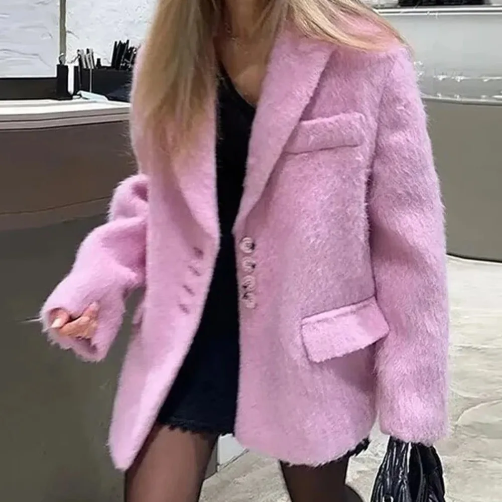 2025 Vrouwen Winter Blazer Jas Kraagvorm Warme Jas Kraagvorm Fashion Design Blazer Feminino Tops Kleding