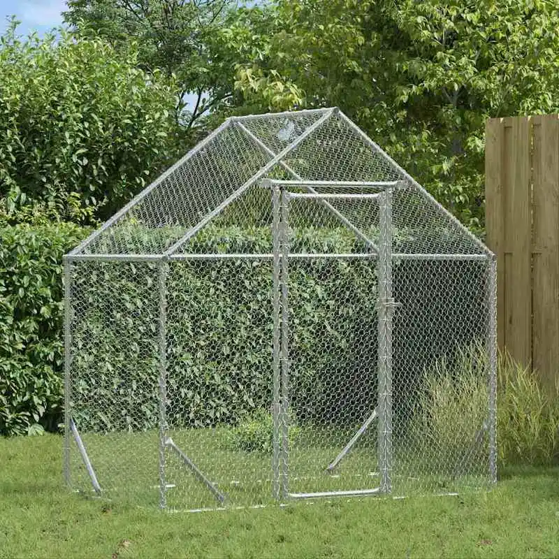 Grand poulailler en acier galvanisé, enclos extérieur pour volailles pour jardin et cour, structure robuste protège contre les prédateurs, conception facile à nettoyer, 170x100x177 cm