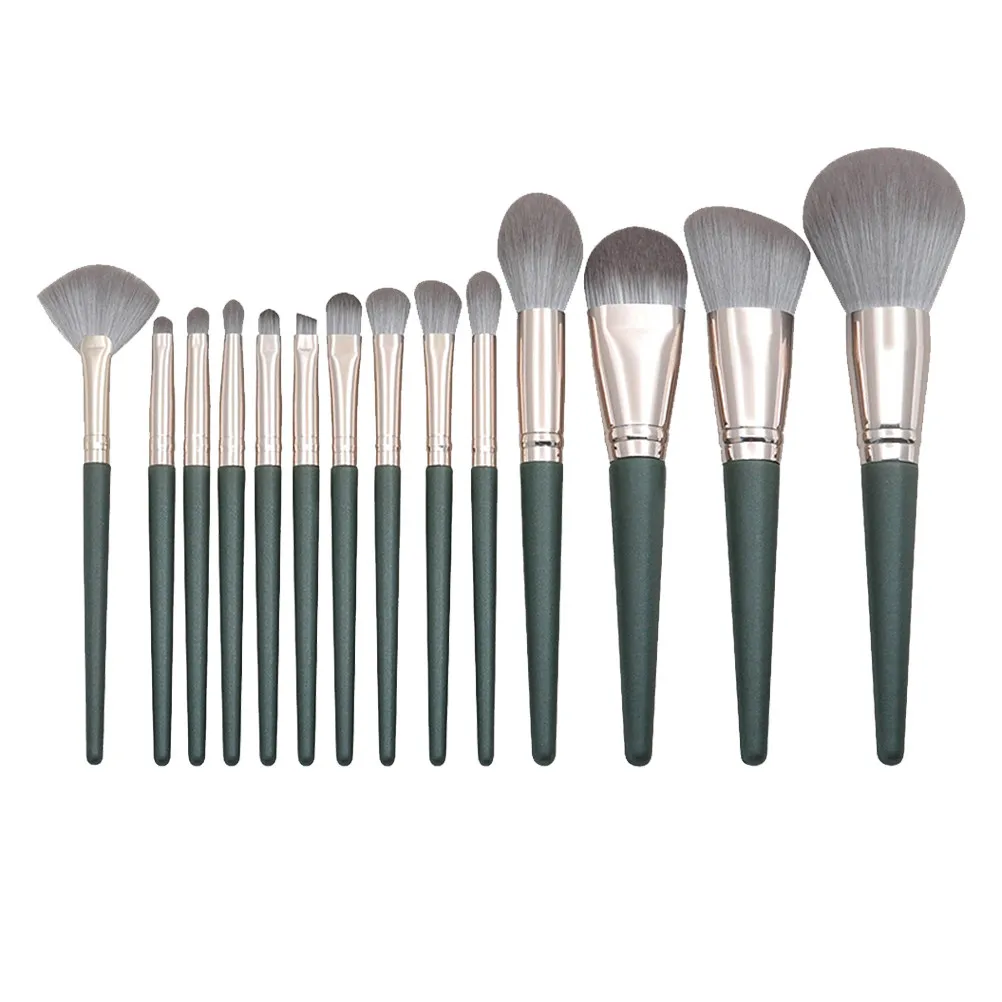 

Набор профессиональных кистей для макияжа из 14 предметов с деревянными ручками для пудры, контуринга, теней и тональной основы