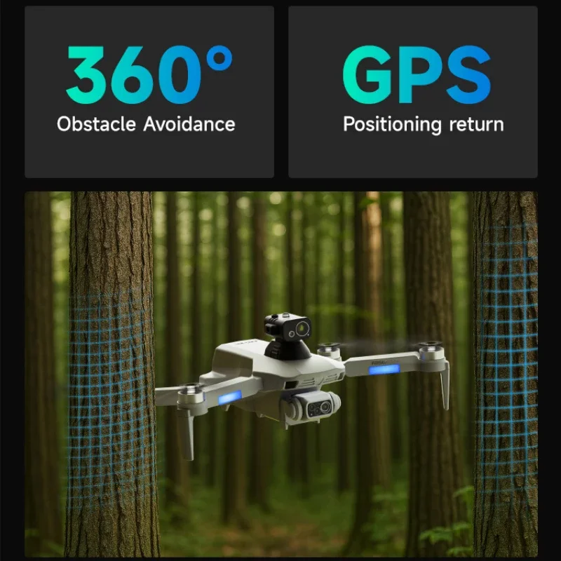 360 °   Evitar obstáculos tela grande controle remoto quadcopter dron aéreo sem escova gps retorno rc drone 8k esc tela da câmera para