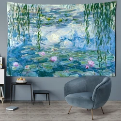 Water Lily Oil Painting Tapestry Wall Hanging Mysterious Bohemian Abstract Art Hippie Bedroom Living Room Home Decor