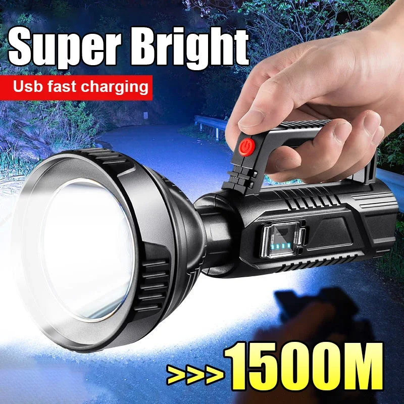 High Power LED Flashlight Waterproof Fishing Lantern Torch USB Rechargeable Powerful Spotlight Searchlight Camping Lamp