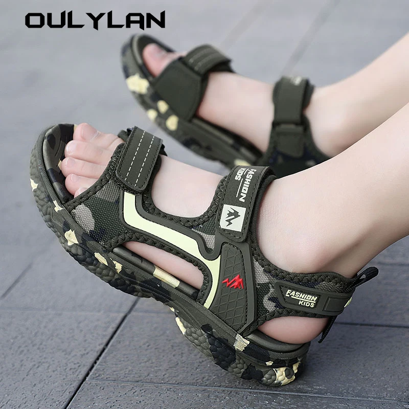 Army Green Men Sandals Men Shoes Sandals Sneakers Sport Children's Soft Soled Beach Shoes Camouflage Shoes Trendy Boys' Shoes Si