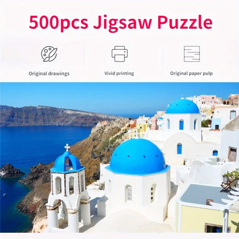 500 Pieces Jigsaw Puzzle for Adults Painting Aegean Sea Paper Puzzles Home Decor Wall Display Halloween Christmas Thanksgiving