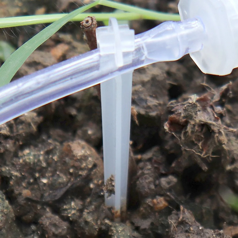 

50pcs Garden Tube Holder for Sprinklers Drippers Adjustable Irrigation Stand Transparent Plastic Spike Durable Easy Use Garden