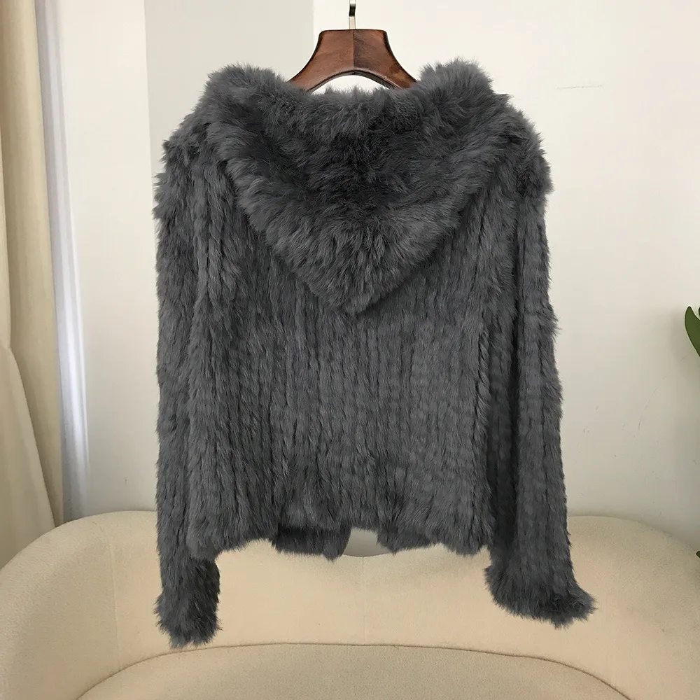 2024 Fur Women\'s Coat New Autumn and Winter Encryption Thickened Hand-woven Double-sided Hooded Korean Short Fur Coat for Women