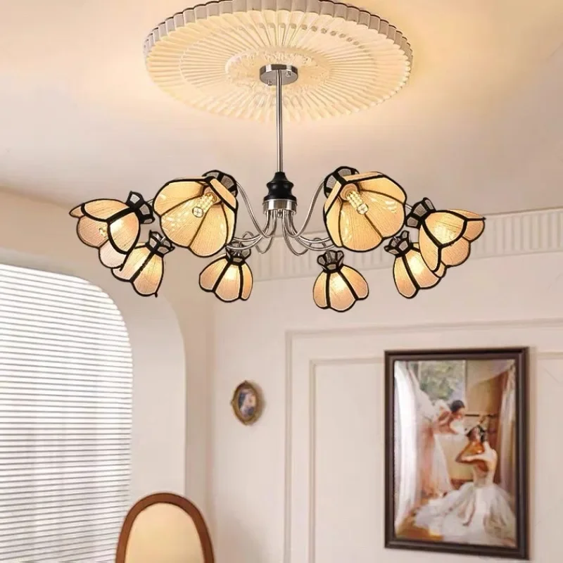 

SANDYHA Nordic Retro Chandelier Petal Pendant Light LED Hanging Lamp For Bedroom Living Room Dining And Home Decoration