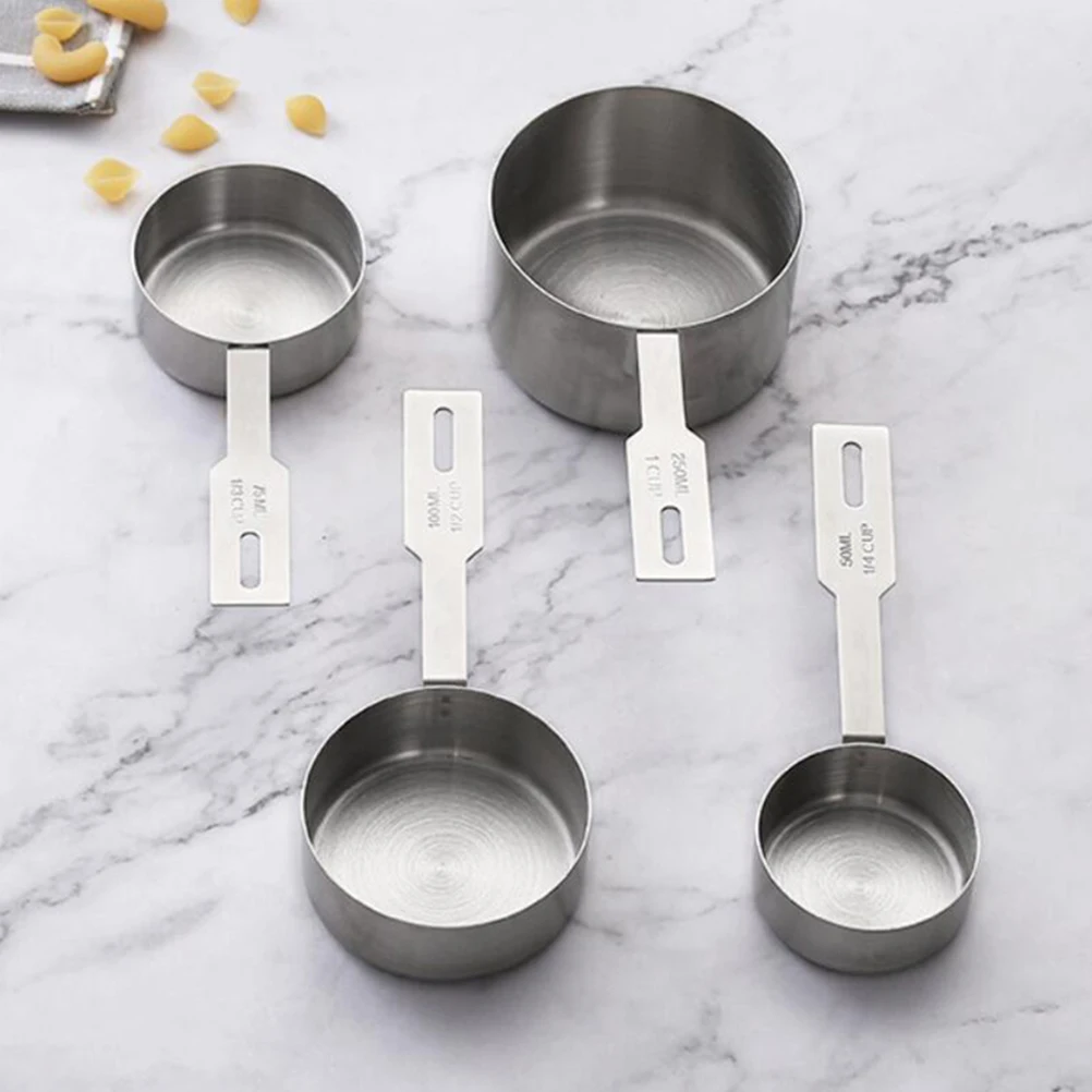 

4 Pcs Measuring Cup Portion Control Cups Kitchen Baking Graduated Stainless Steel Scale Drip-free
