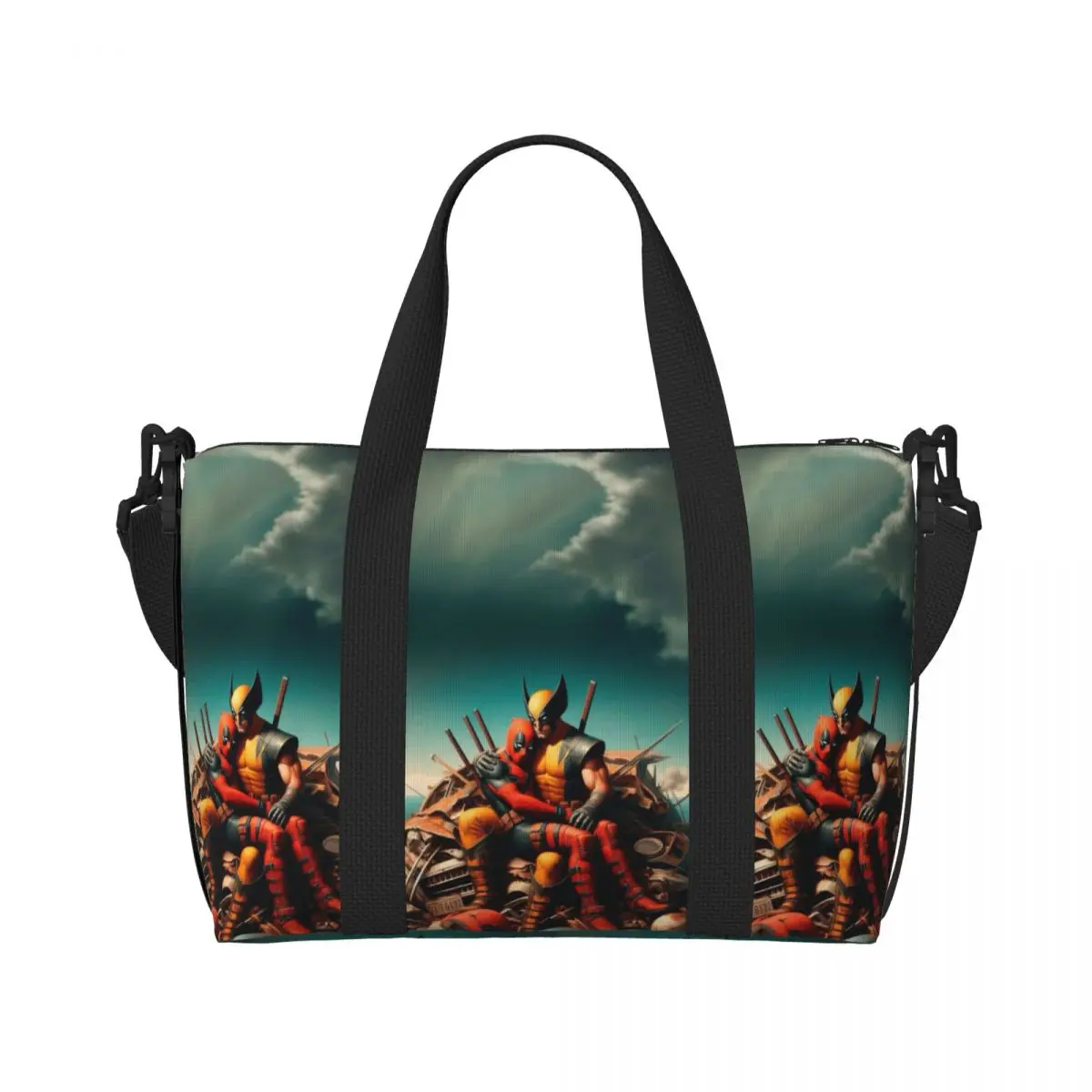 Sac fourre-tout papier peint personnalisé Wolverine Deadpool pour femme, grande capacité, salle de sport de plage, sacs de voyage