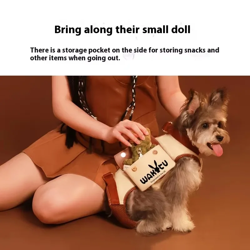 Fashion Small Dog Backpack Solid Mesh Pet Carrier Button Closure Breathable Portable Outing Dog Stroller Outdoor