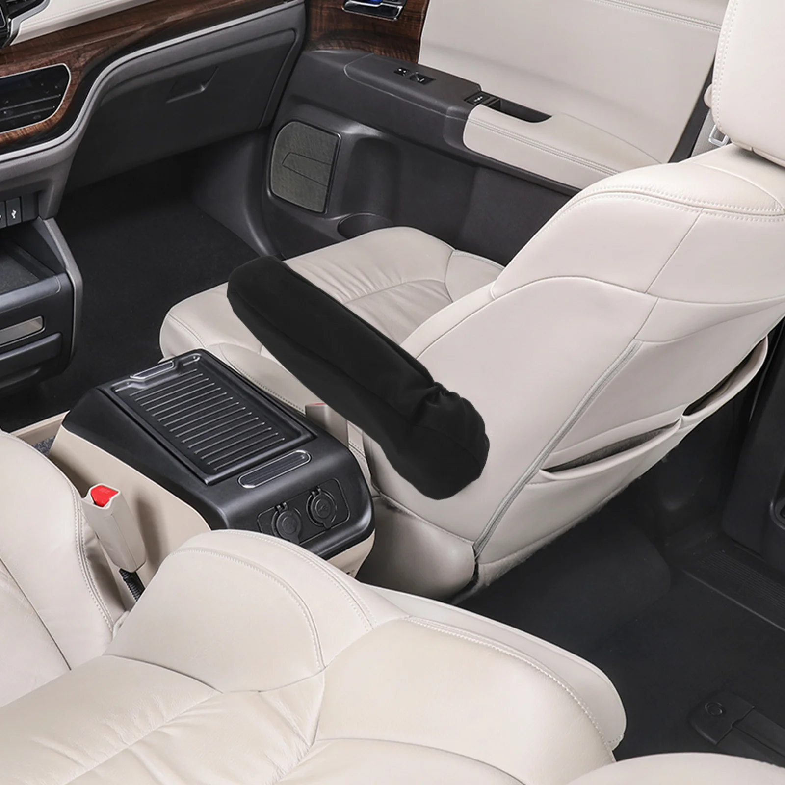 

1 Pair Car Armrest Cover Stylish Mysterious Color Durable Elastic Fabric Universal Fit Front Seat Protection Pad Scratch