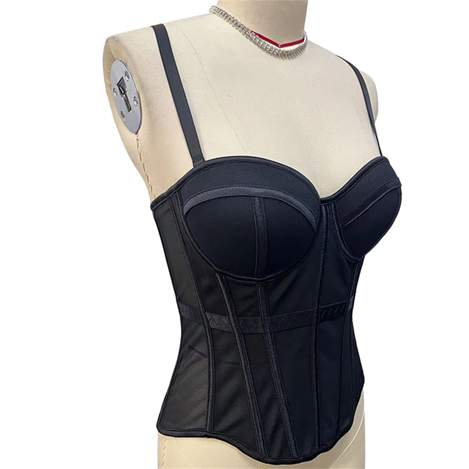 Becirzet Elegantes Formgebendes Sexy Spitzenkorsett Damen-Bustier Taillentrainer Schlankes Crop-Top Körperformer Mehrfarbiger Fischgräten-BH – Detail 4