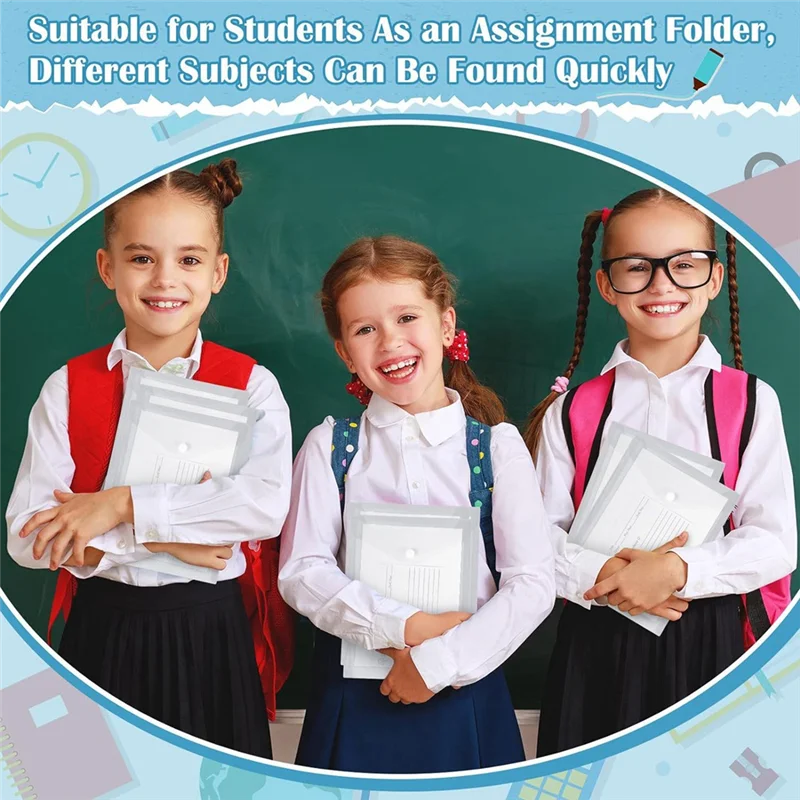 EF-50Pcs Clear Plastic Envelopes Sticker Photo Storage Folder Clear Envelope Bag For School Home Office 7.08 X 9.44Inch