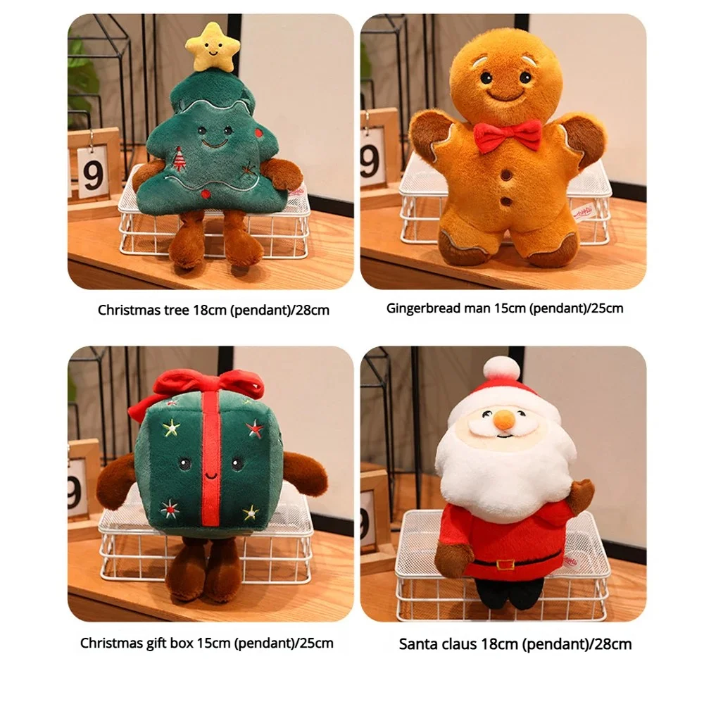 شجرة عيد الميلاد قلادة ألعاب من نسيج مخملي الزنجبيل رجل دمى لينة إلى أكياس سانتا كلوز محشوة ألعاب حيوانات بلوشي هدايا لعيد الميلاد