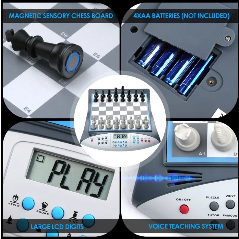 Intelligent Electronic Chess Board, Voice Teaching Function, Ergonomic Design, Chinese & English Language for Chess Practice