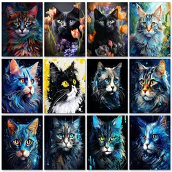 GATYZTORY Frame Cat Painting By Numbers For Adults Kit animali colorati immagine moderna con i numeri Starter Kit per regalo fai da te