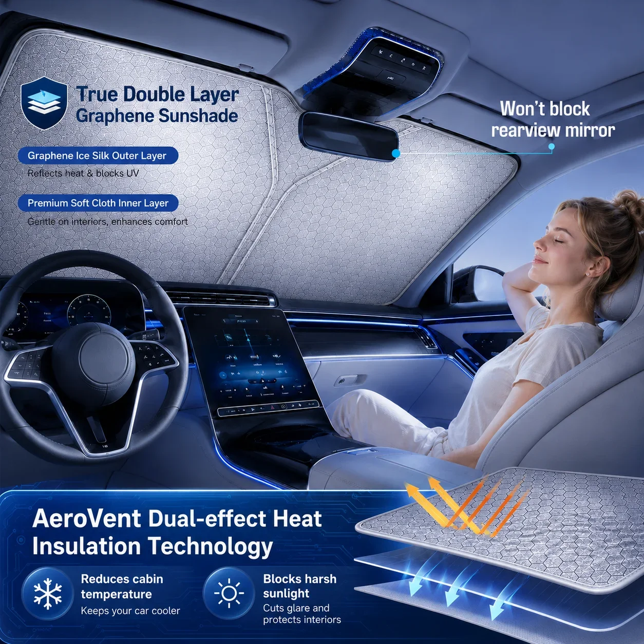 For Citroen C3 Graphene Windshield Sunshade Custom Fit Car Sunshade UV Sun Protection Car Accessories 2