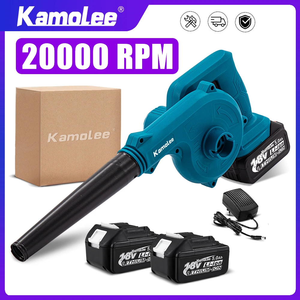 Kamolee 20000rpm 무선 충전 송풍기, 진공 청소기 다기능 송풍기 2-in-1 전기 잎 부는 기계, Makita 18V 배터리와 호환되는 제설 도구