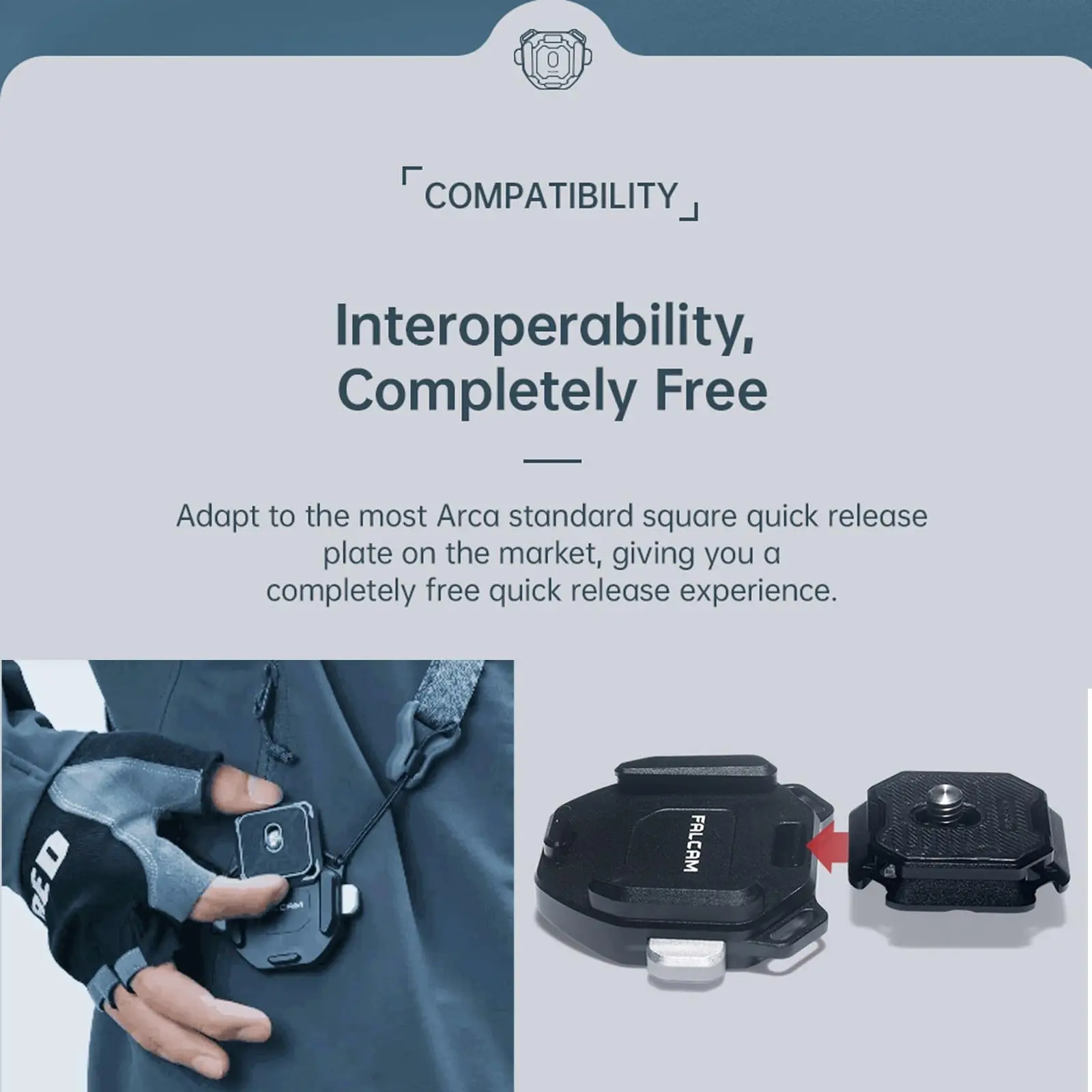 FALCAM F38 Kit Rilis Cepat Tali Bahu V2, Klip Kamera Pengambilan untuk Kamera ke Tali Bahu