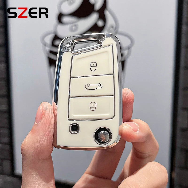 3 4 Buttons NEW TPU Car Key Case Cover Fob For Volkswagen VW Golf 7 ALLTRACK MK7 Tiguan SEAT Ateca Leon FR 2 Ibiza Skoda Octavia