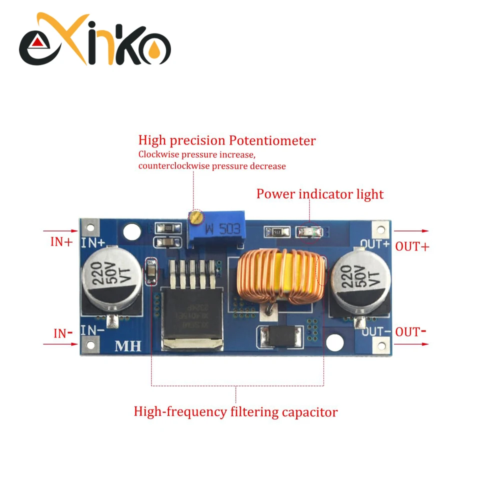 1-10pcs 5A DC-DC Step Down Adjustable Power Supply Module Lithium Charger XL4015 4~38V 96% 5A DC adjustable step-down module