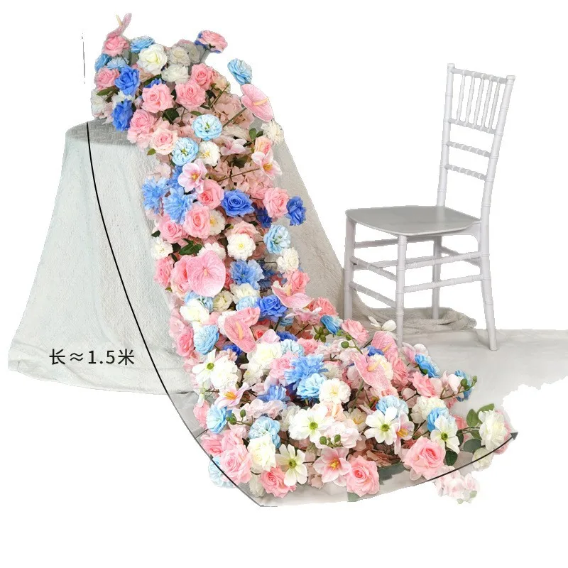 

Waterfall table flower simulation flower Qixi Festival birthday arrangement floral hotel landscaping banquet decoration flower w