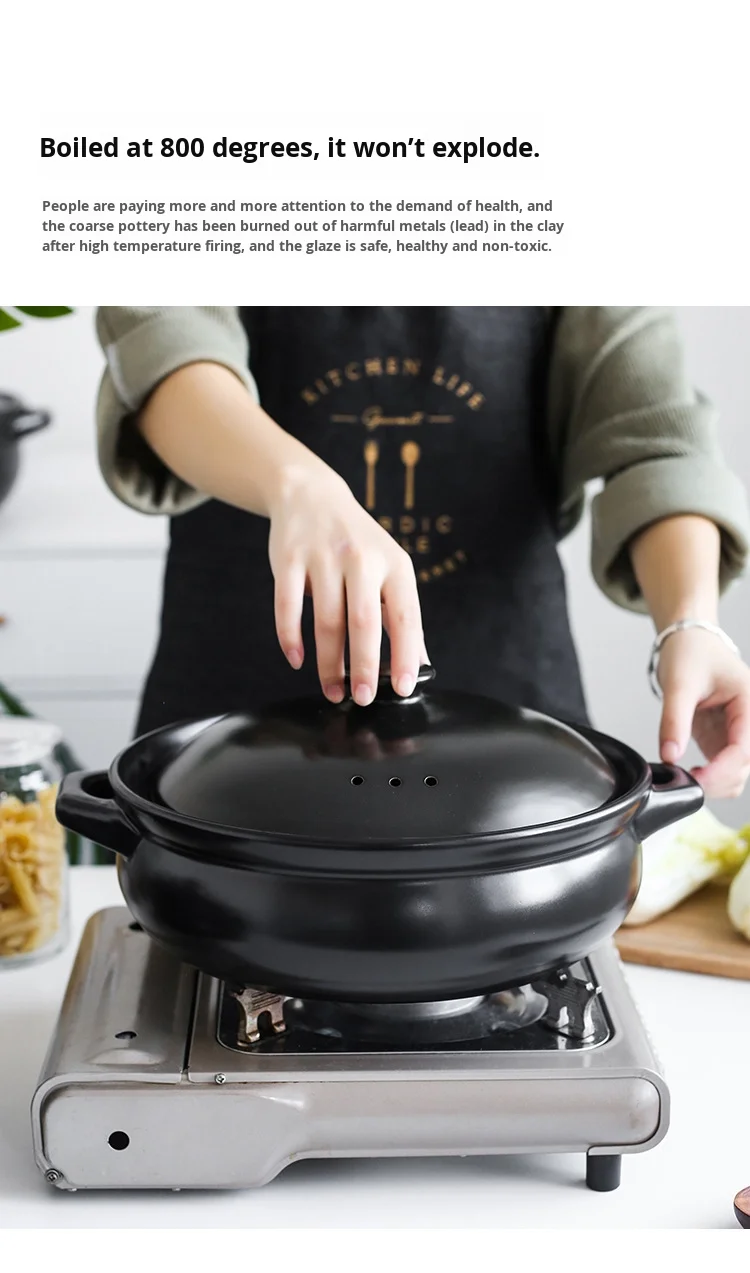 Heat Resistant Ceramic Casserole Durable Clay Pot for Gas Stove Home Restaurant Use Various Sizes 1.5L to 8L