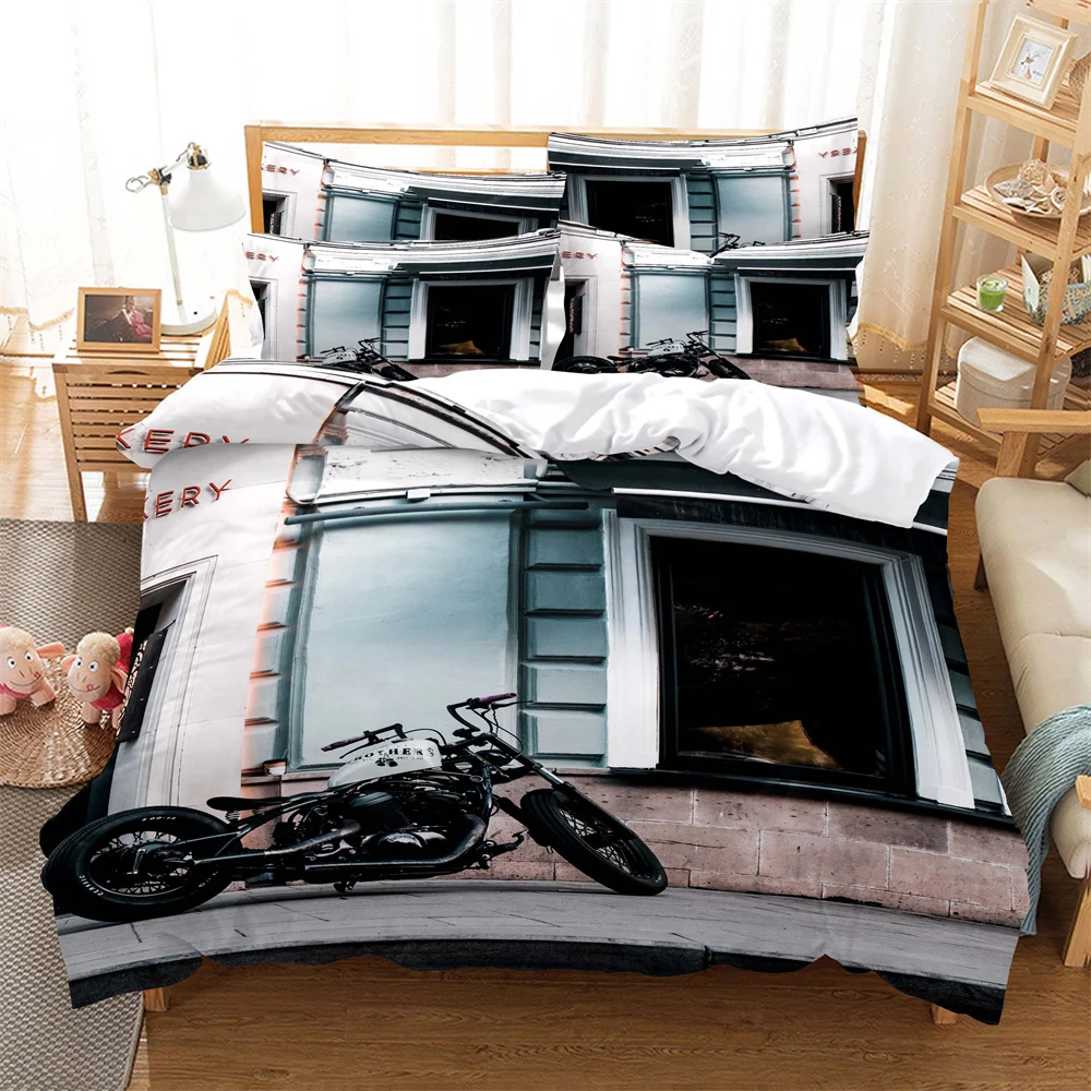 Moto 3D Digital Bedding Sets Home Bedclothes Super King Cover Pillowcase Comforter Textiles Bedding Set  bed cover set