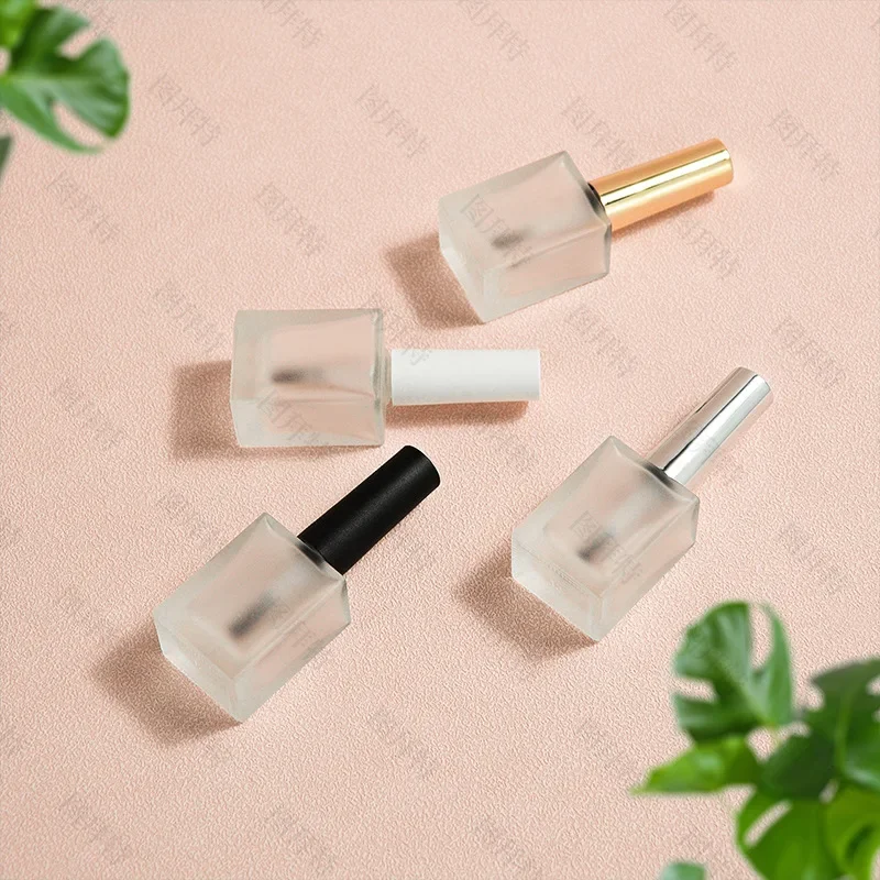 15ml Nail Polish Bottle Glass Frosted Empty Container Gel Bottles with Brush Oil Phototherapy Adhesive Cheese Hole Packaging Can