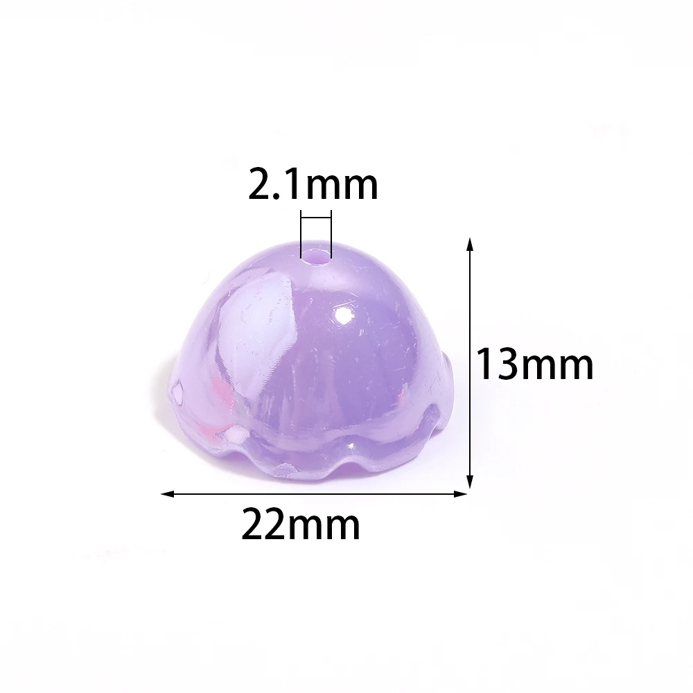 30pcs 13x22mm Wind Bell Acrylic Beads Plated Colorful Flower Caps Jellyfish Beads For DIY Necklace Phone Key Chain Accessories
