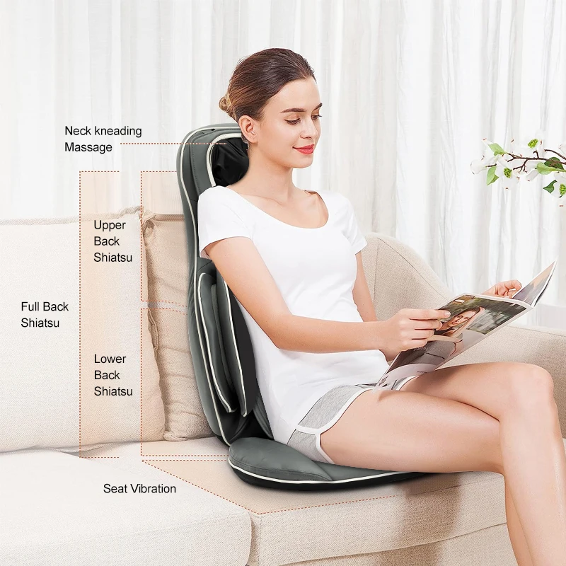 

-puff ventilation back and neck knead shiatsu heat car head vibration chair pad massager portable seat massage cushion for body