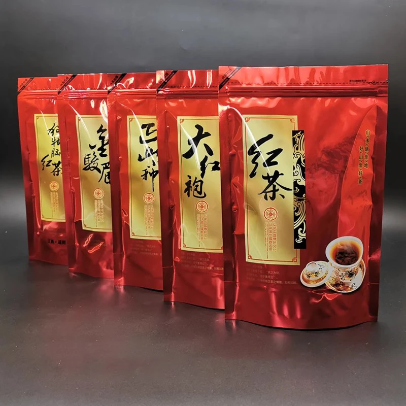 Tea Packaging Bag Lapsang Souchong Bright Aluminum Foil Bag Jasmine Oolong Jinjunmei Black/Green TiKuanyin Self Sealing Bag Free