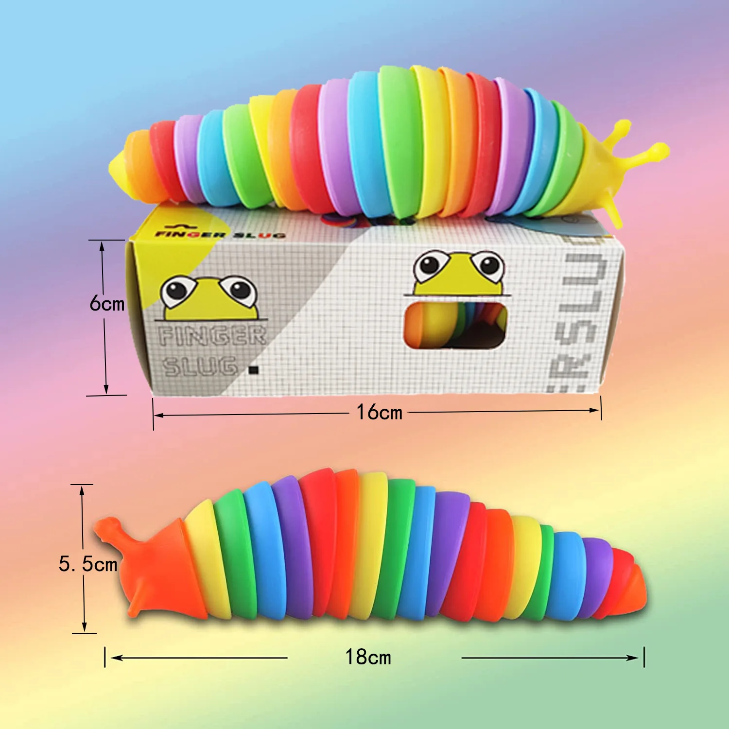 Cute Caterpillar Shape Decompression Toy Fidget Slug Decompressor, brinquedo de mesa de escritório, brinquedo sensorial para crianças e adultos, 18cm