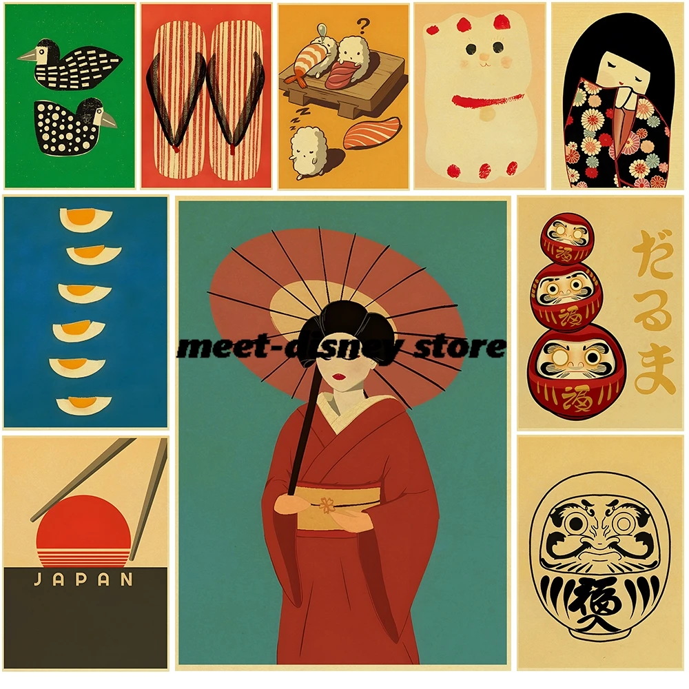 Japanese style Card Print Posters Harajuku Modern Decoration Chambre Art Picture Coffee Living Room Cafe Home Canvas Painting