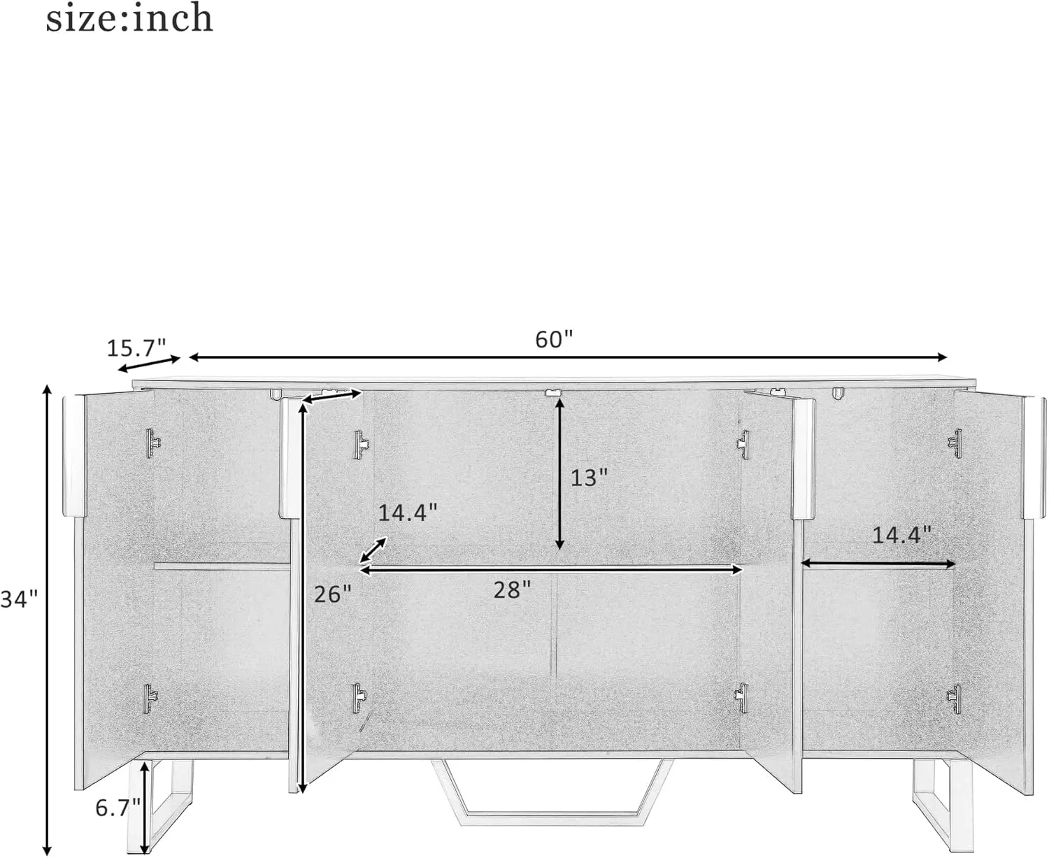 Sideboard Buffet Cabinet Marble Top Large Modern Sideboard Storage Cabinet For Living Room With 4 Door And Adjustable Shelves