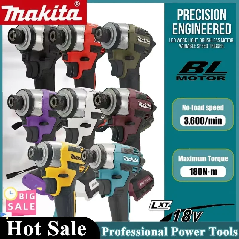 18V Makita DTD173 Brushless Cordless Impact Driver 180Nm T Mode Electric Power Tool for Home DIY Woodworking