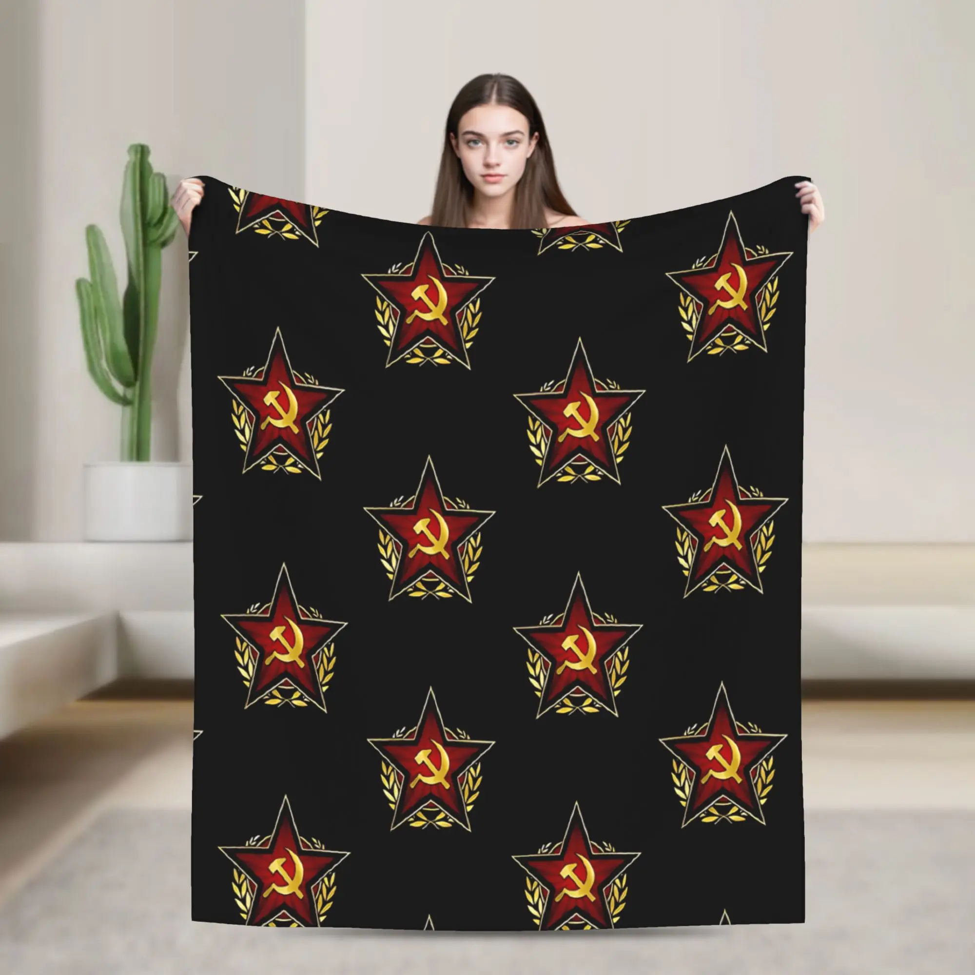 CCCP Soviet Hammer And Sickle Star Blanket Quality Super Warm  Throw Blanket Winter Child Home Decor Print Bedspread