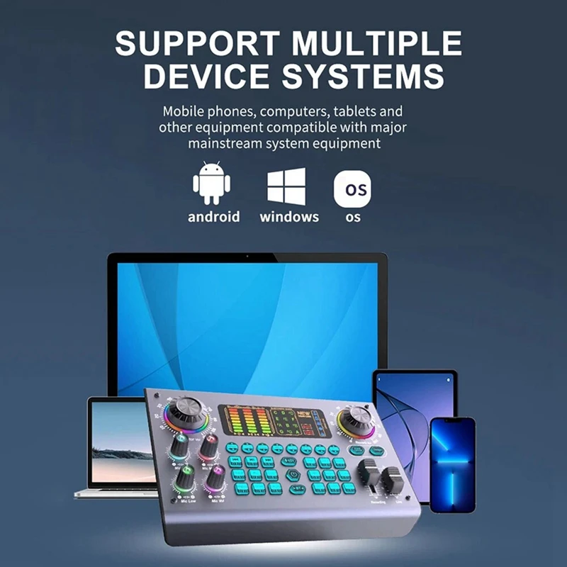 A76F-Professional Podcast Live Sound Card DJ Mixer Audio Mixer Equipment For PC Recording Singing Streaming Gaming