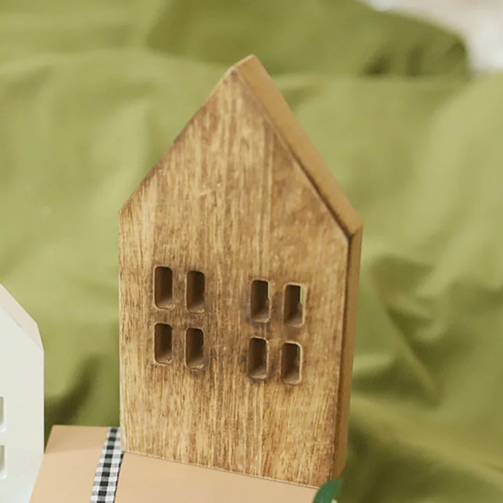 

Wood Slice Mini House Desktop Artificial Simulated Tabletop Xmas Decor Home Table Landscape Scene Wood Centerpieces for Tables