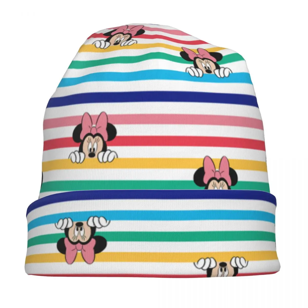 Peekaboo قوس قزح ميني ميكي ماوس نمط قبعات الهيب هوب للجنسين في الهواء الطلق Skullies قبعة صغيرة الربيع الدافئة ذات الاستخدام المزدوج بونيه قبعة